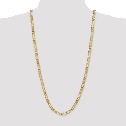 3 Inch 10K Yellow Gold 10K 6.25mm Flat Figaro Chain Necklace
