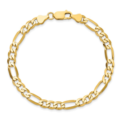 8 Inch 10K Yellow Gold 10K 6.25mm Flat Figaro Chain Bracelet