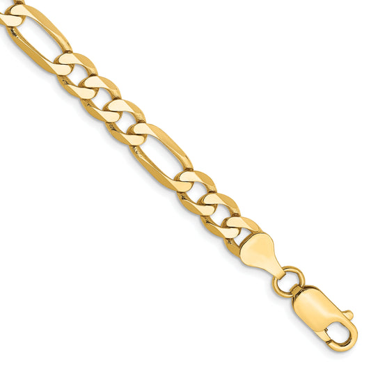 9 Inch 10K Yellow Gold 10K 6.25mm Flat Figaro Chain Bracelet