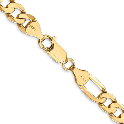 3 Inch 10K Yellow Gold 10K 7mm Flat Figaro Chain Necklace