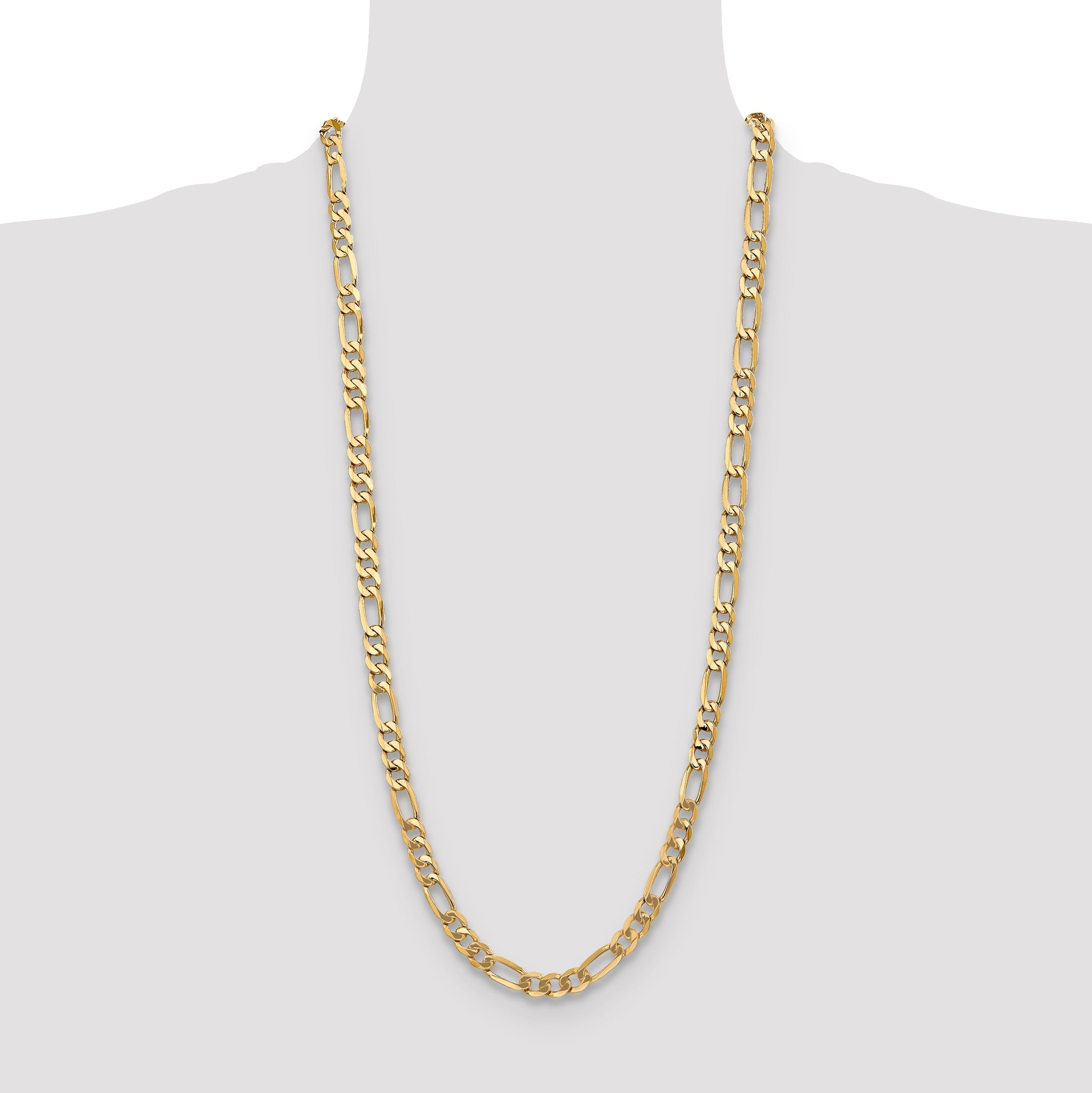 3 Inch 10K Yellow Gold 10K 7mm Flat Figaro Chain Necklace