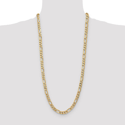 3 Inch 10K Yellow Gold 10K 7mm Flat Figaro Chain Necklace
