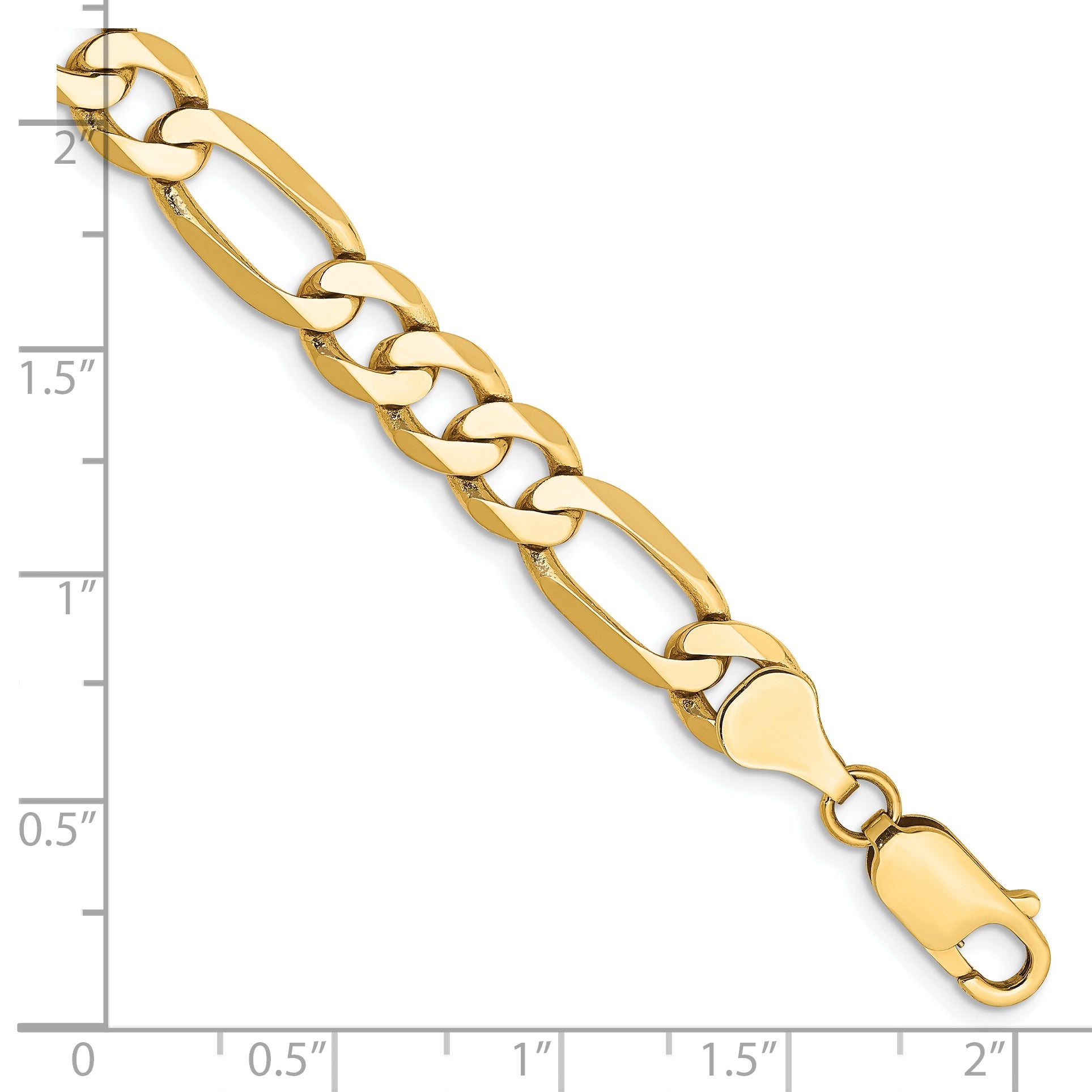 8 Inch 10K Yellow Gold 10K 7mm Flat Figaro Chain Bracelet