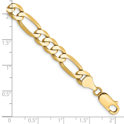 8 Inch 10K Yellow Gold 10K 7mm Flat Figaro Chain Bracelet