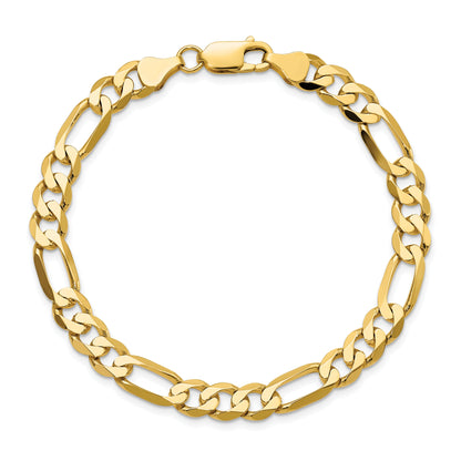8 Inch 10K Yellow Gold 10K 7mm Flat Figaro Chain Bracelet