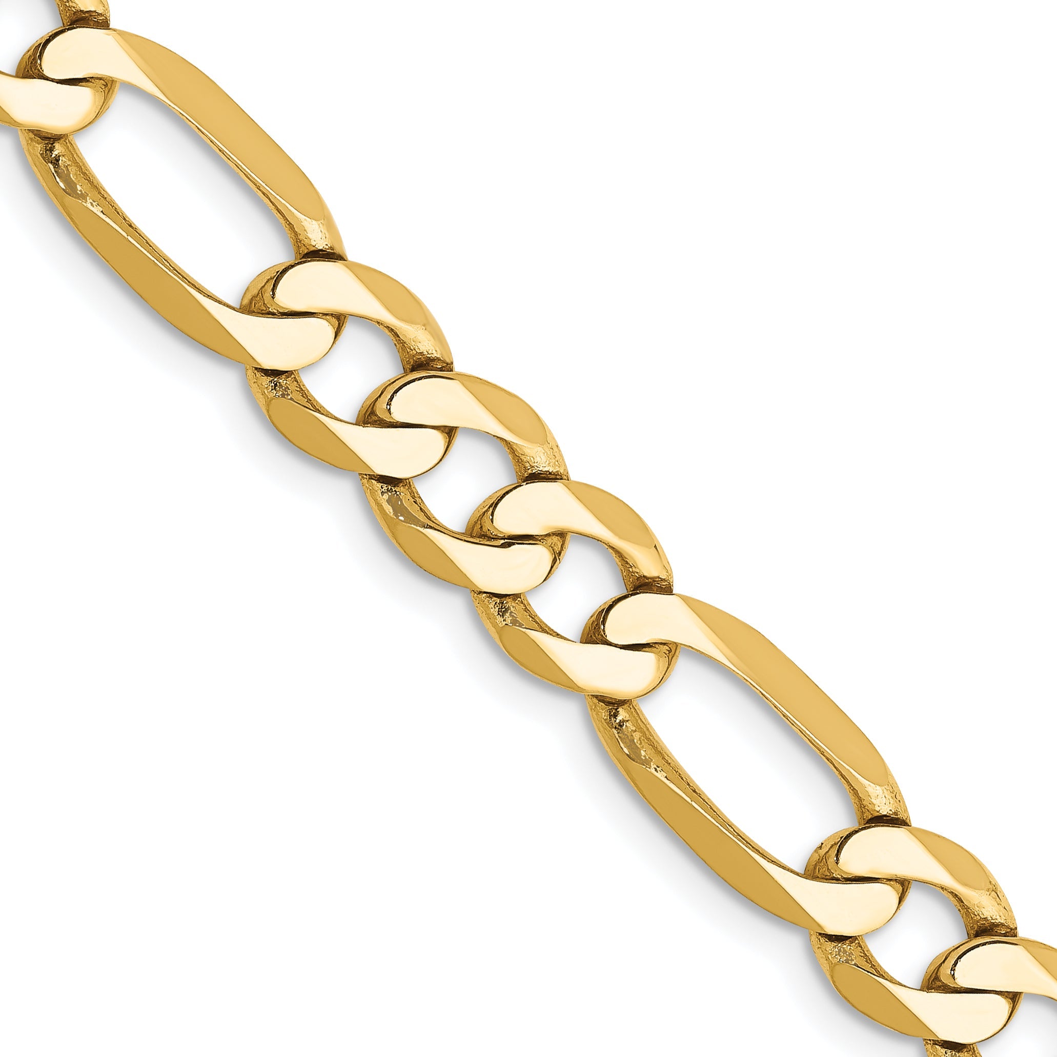 26 Inch 10K Yellow Gold 10K 7mm Flat Figaro Chain Necklace