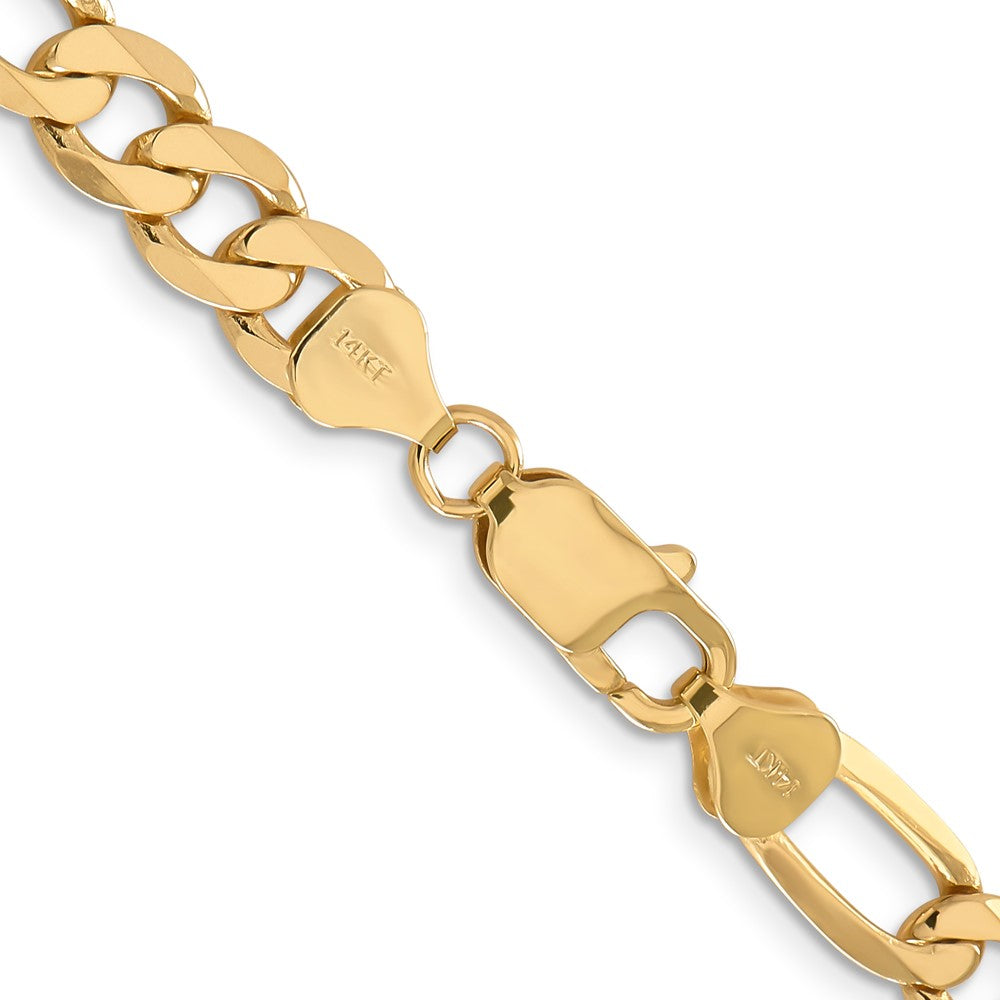 2 Inch 10K Yellow Gold 10K 7.5mm Flat Figaro Chain Necklace
