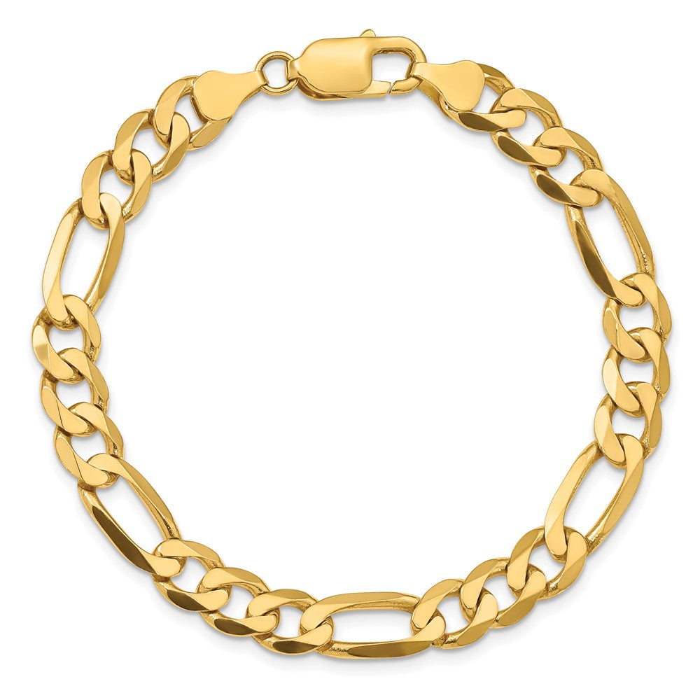 8 Inch 10K Yellow Gold 10K 7.5mm Flat Figaro Chain Bracelet