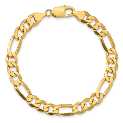 8 Inch 10K Yellow Gold 10K 7.5mm Flat Figaro Chain Bracelet