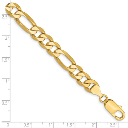 8 Inch 10K Yellow Gold 10K 7.5mm Flat Figaro Chain Bracelet