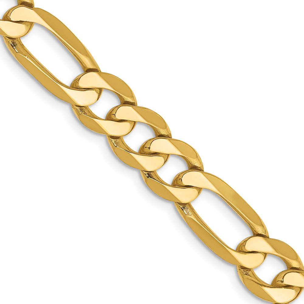 26 Inch 10K Yellow Gold 10K 7.5mm Flat Figaro Chain Necklace