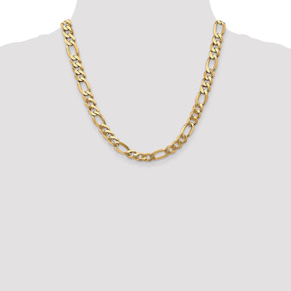 2 Inch 10K Yellow Gold 10K 8.75mm Flat Figaro Chain Necklace