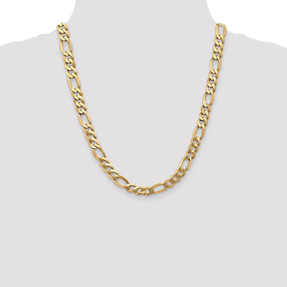 22 Inch 10K Yellow Gold 10K 8.75mm Flat Figaro Chain Necklace