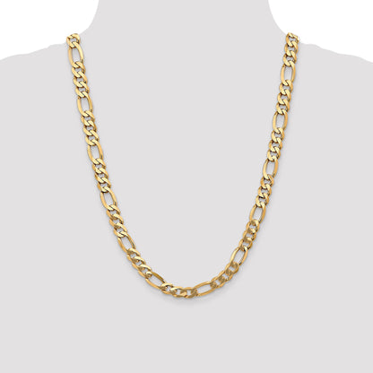 24 Inch 10K Yellow Gold 10K 8.75mm Flat Figaro Chain Necklace
