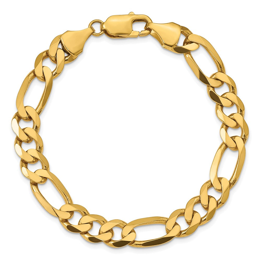 8 Inch 10K Yellow Gold 10K 8.75mm Flat Figaro Chain Bracelet