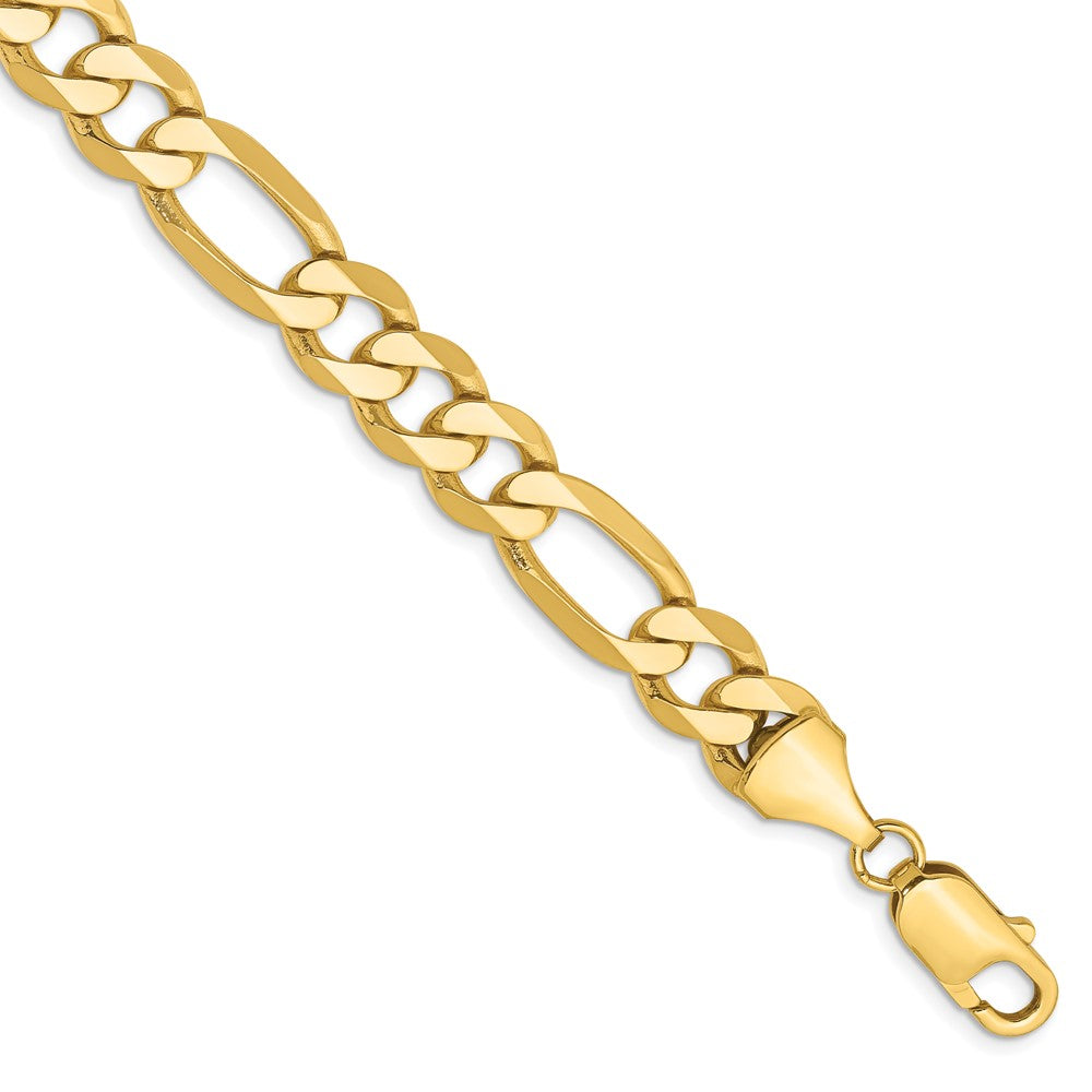 8 Inch 10K Yellow Gold 10K 8.75mm Flat Figaro Chain Bracelet