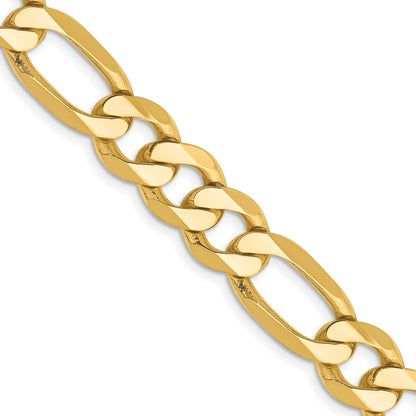 24 Inch 10K Yellow Gold 10K 8.75mm Flat Figaro Chain Necklace