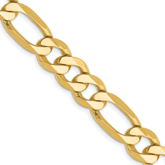 24 Inch 10K Yellow Gold 10K 8.75mm Flat Figaro Chain Necklace