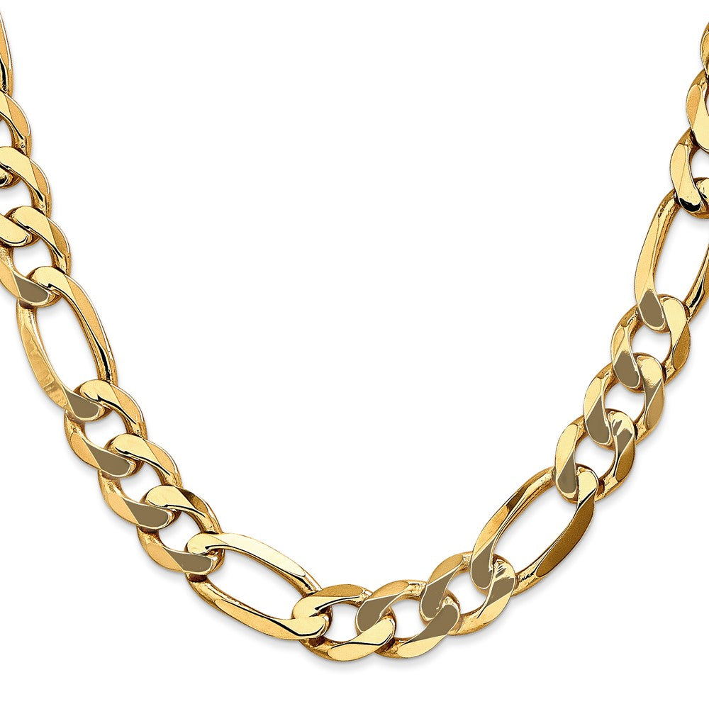 22 Inch 10K Yellow Gold 10K 10mm Flat Figaro Chain Necklace
