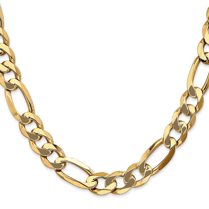 22 Inch 10K Yellow Gold 10K 10mm Flat Figaro Chain Necklace