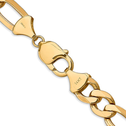 26 Inch 10K Yellow Gold 10K 10mm Flat Figaro Chain Necklace
