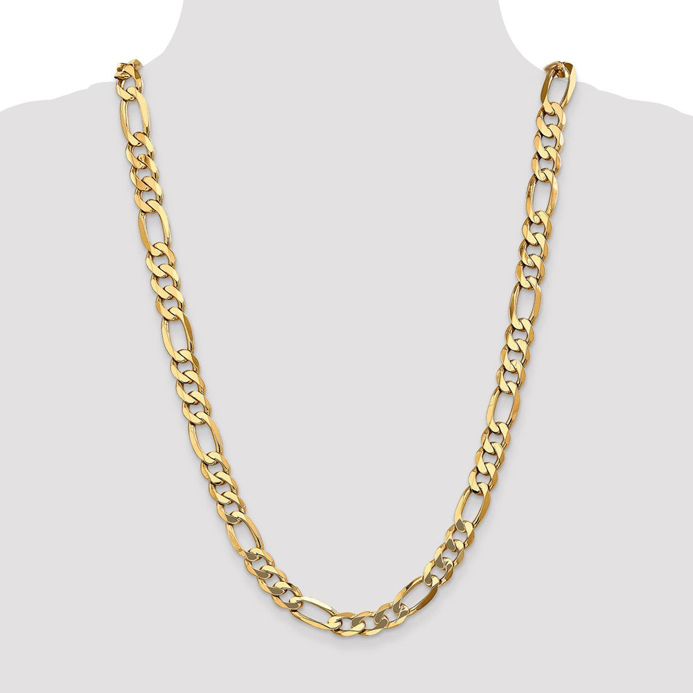 26 Inch 10K Yellow Gold 10K 10mm Flat Figaro Chain Necklace