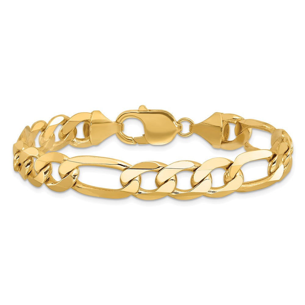 9 Inch 10K Yellow Gold 10K 10mm Flat Figaro Chain Bracelet