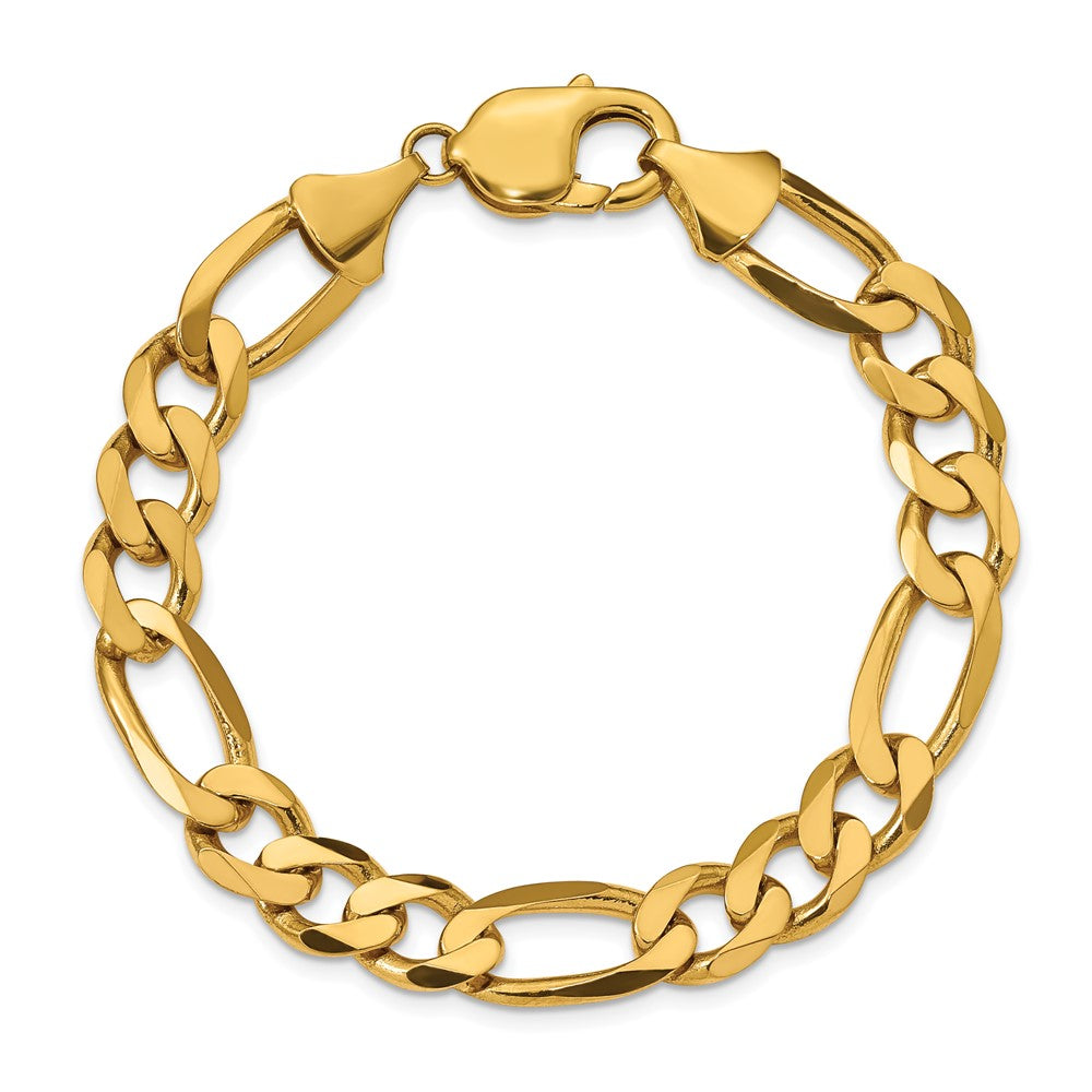 9 Inch 10K Yellow Gold 10K 10mm Flat Figaro Chain Bracelet