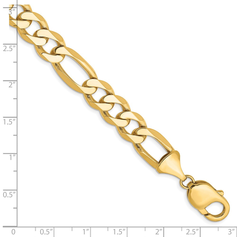 9 Inch 10K Yellow Gold 10K 10mm Flat Figaro Chain Bracelet