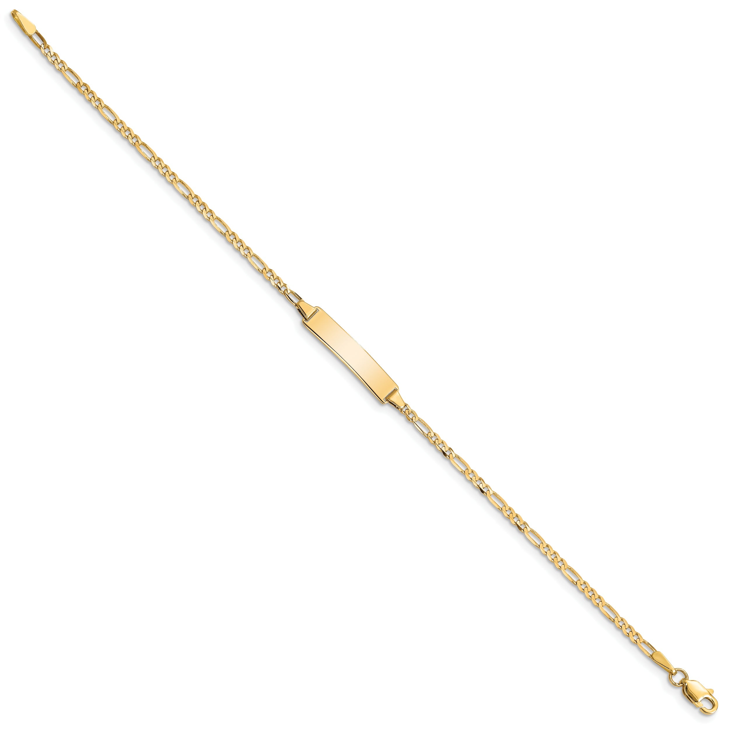 10K Yellow Gold Figaro Link Id Bracelet