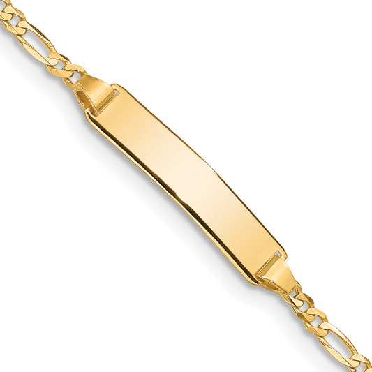 10K Yellow Gold Figaro Link Id Bracelet