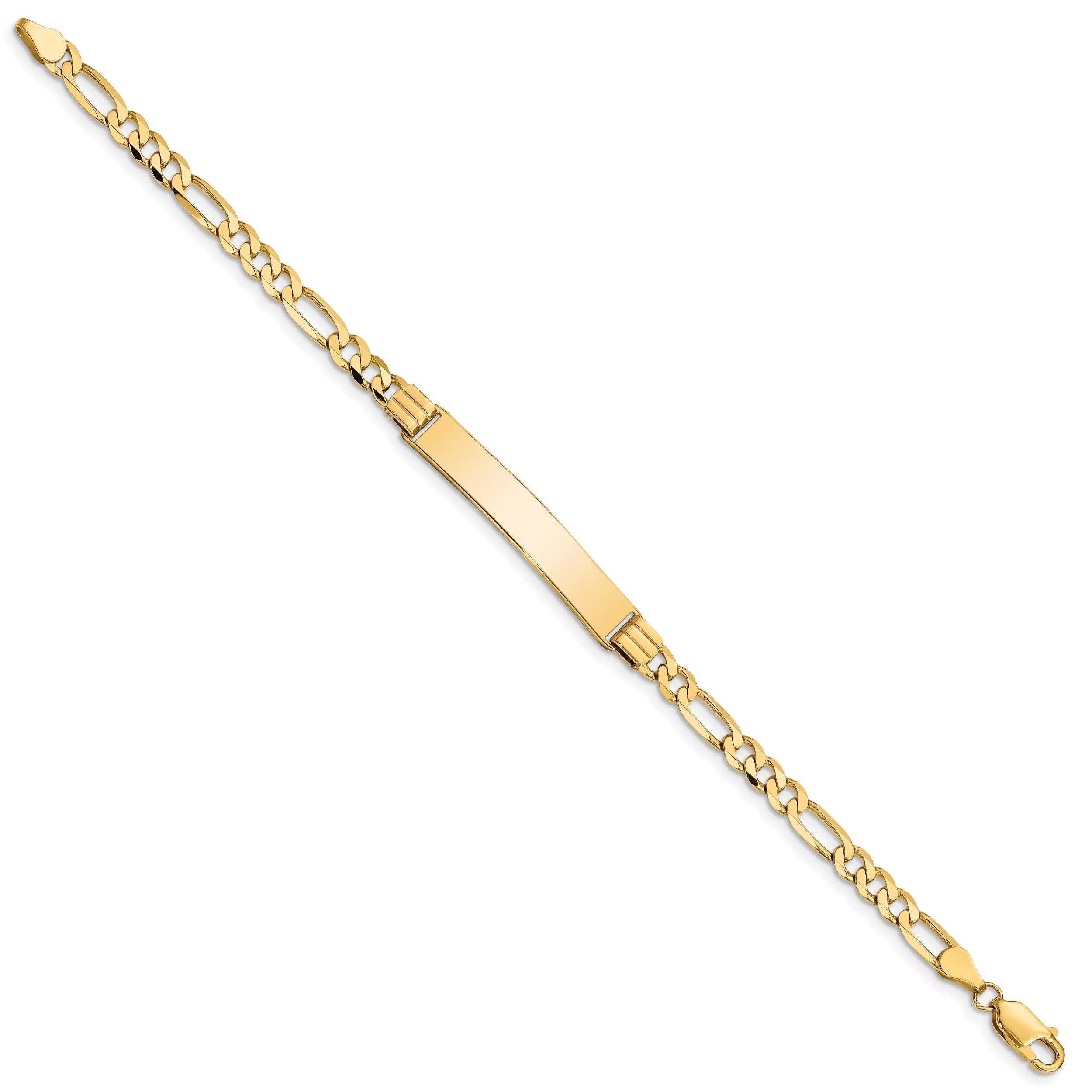 10K Yellow Gold Figaro Link Id Bracelet