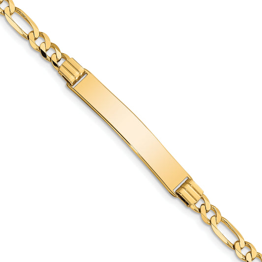 10K Yellow Gold Figaro Link Id Bracelet