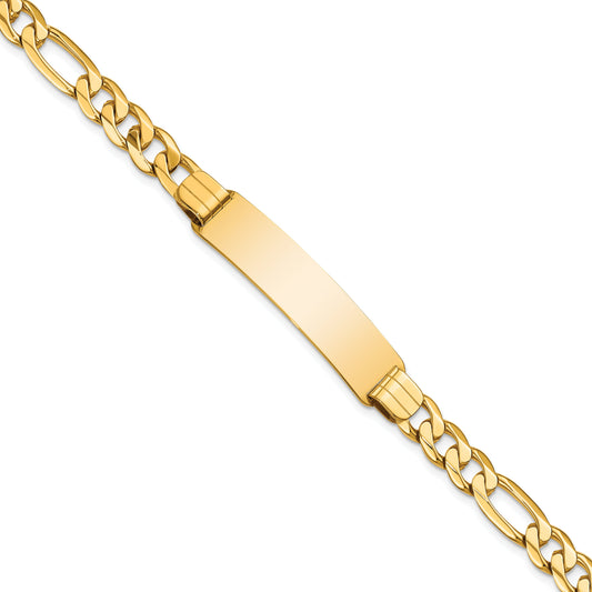 10K Yellow Gold Figaro Link Id Bracelet