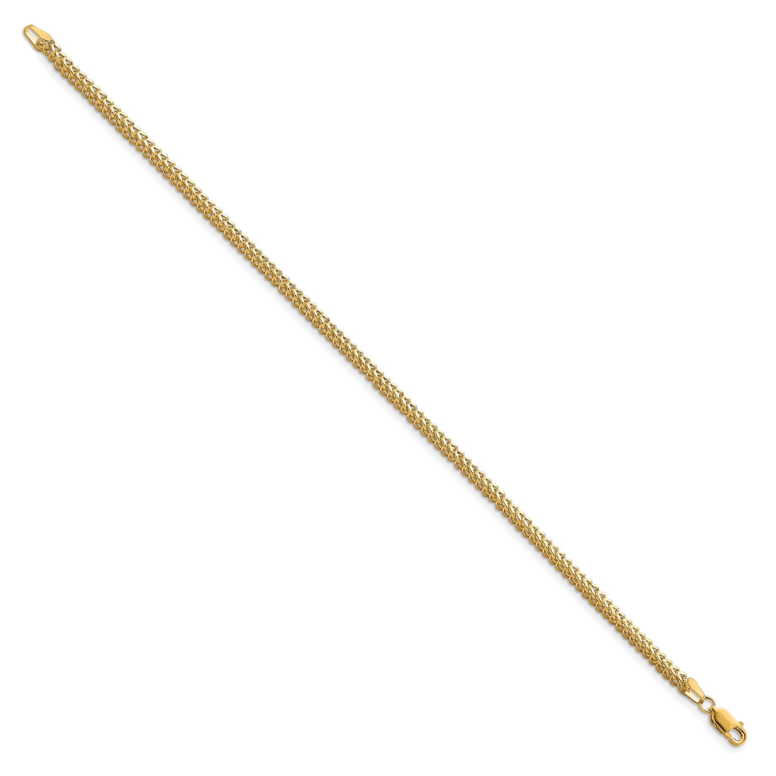 8 Inch 10K Yellow Gold 2.3mm Franco Chain Bracelet