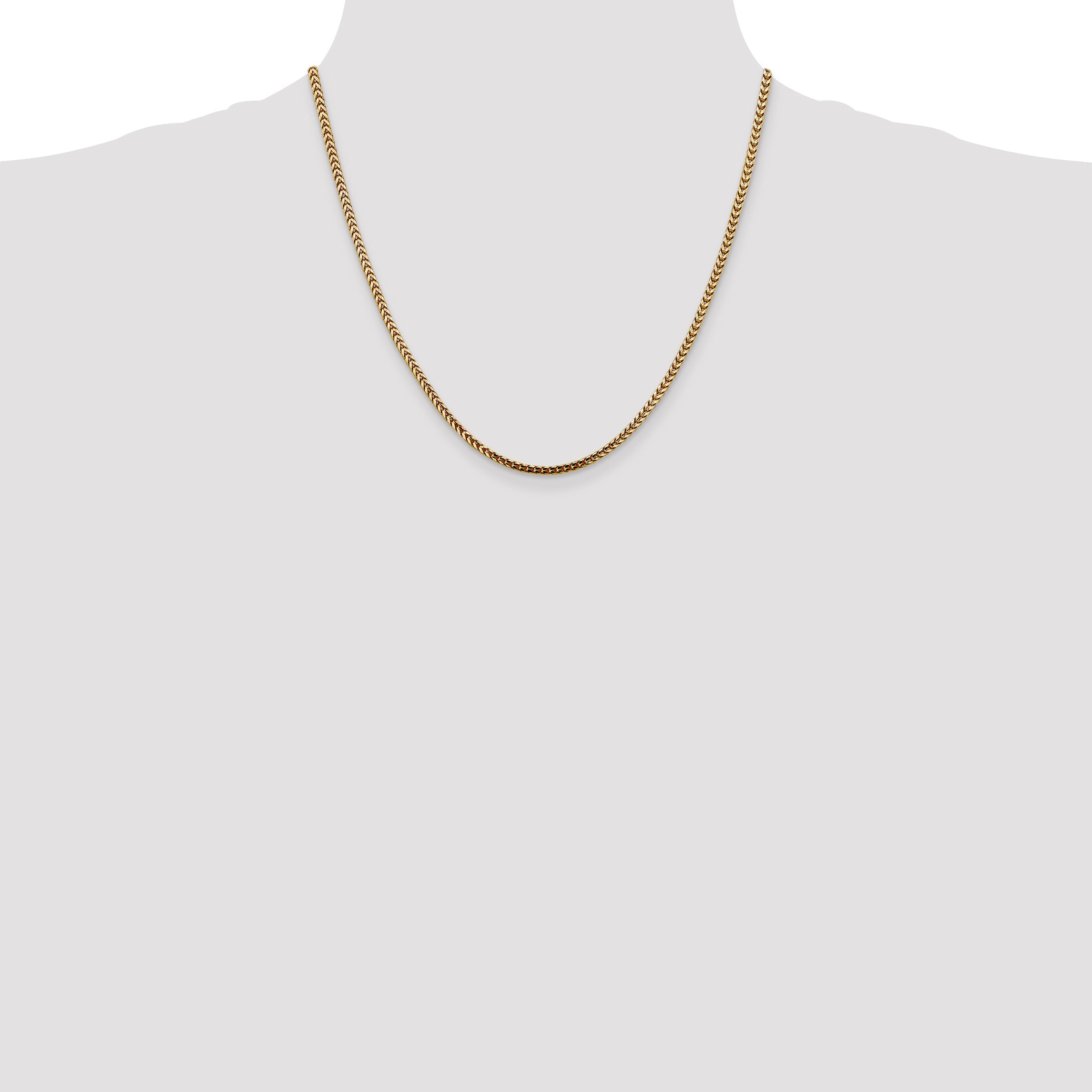 2 Inch 10K Yellow Gold 2.5mm Franco Chain Necklace
