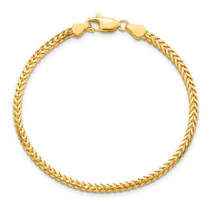 7 Inch 10K Yellow Gold 2.5mm Franco Chain Bracelet