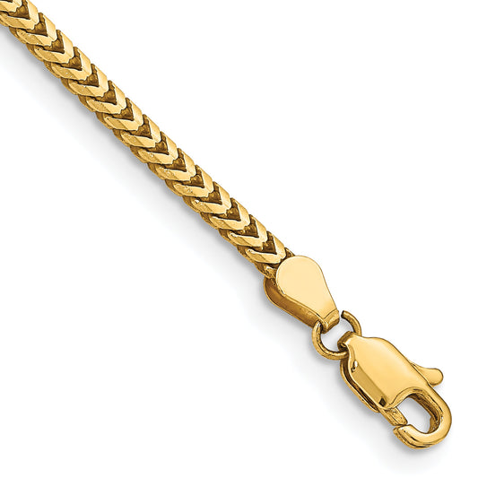 8 Inch 10K Yellow Gold 2.5mm Franco Chain Bracelet