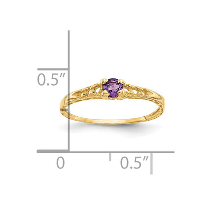 10K Yellow Gold Madi K 3mm Amethyst Birthstone Baby Ring