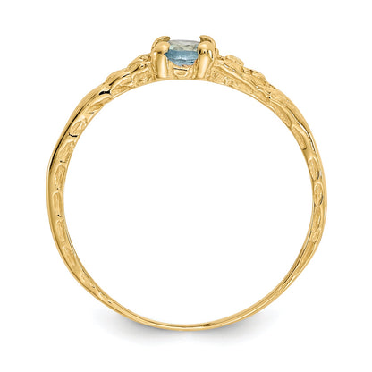 10K Yellow Gold Madi K 3mm Aquamarine Birthstone Baby Ring