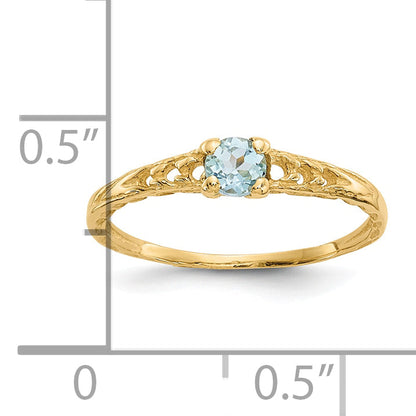 10K Yellow Gold Madi K 3mm Aquamarine Birthstone Baby Ring