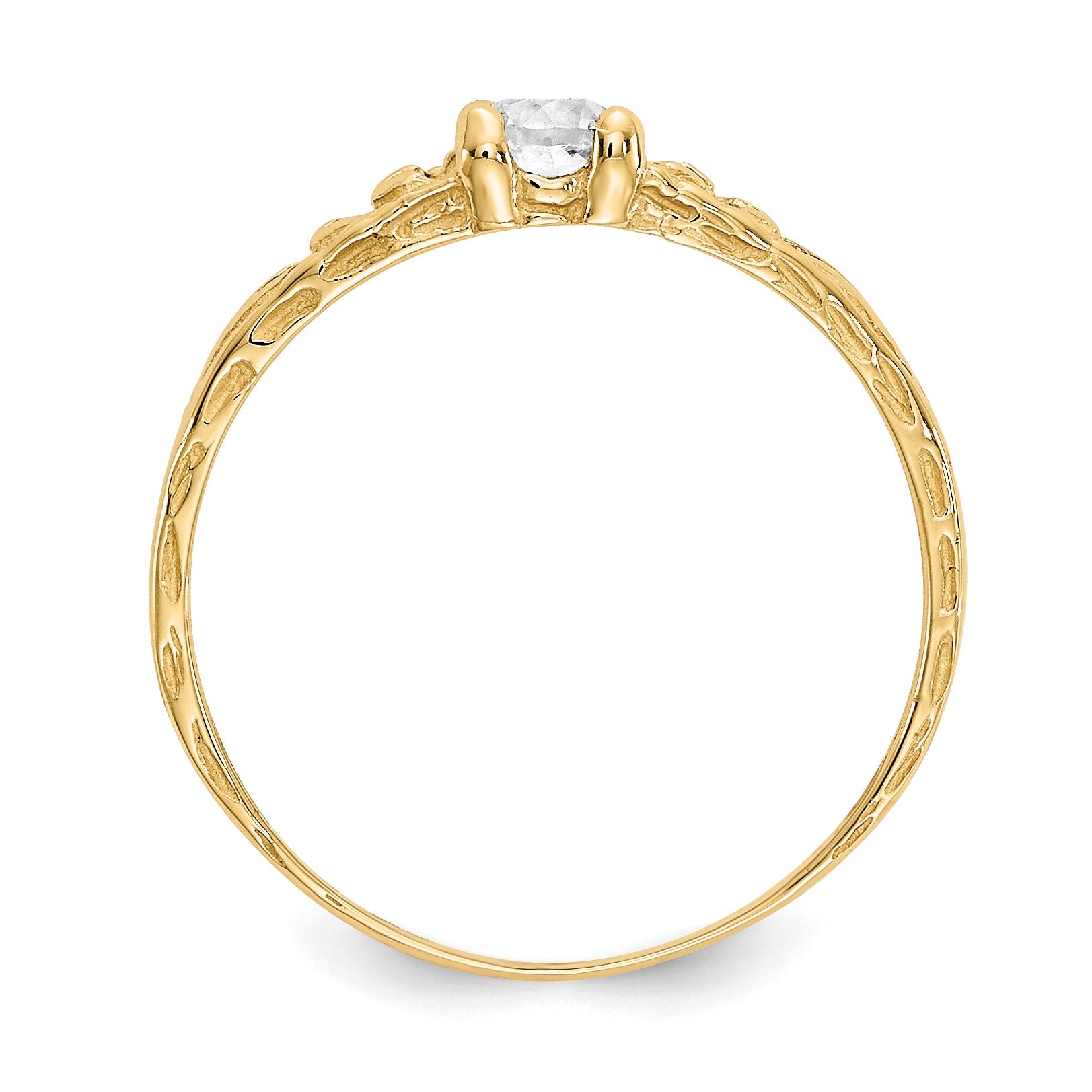 10K Yellow Gold Madi K 3mm White Topaz Birthstone Baby Ring