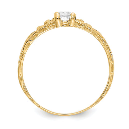 10K Yellow Gold Madi K 3mm White Topaz Birthstone Baby Ring