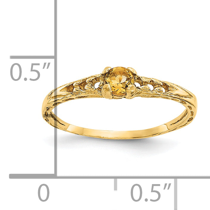 10K Yellow Gold Madi K 3mm Citrine Birthstone Baby Ring