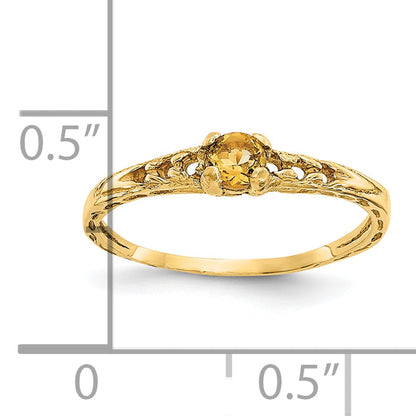 10K Yellow Gold Madi K 3mm Citrine Birthstone Baby Ring