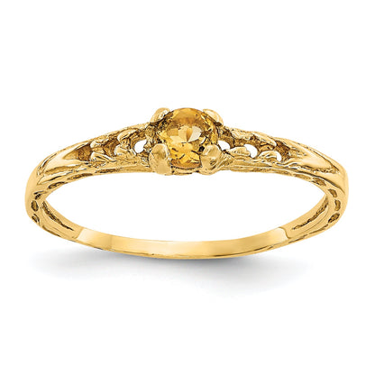 10K Yellow Gold Madi K 3mm Citrine Birthstone Baby Ring