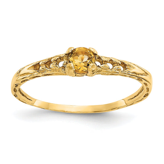 10K Yellow Gold Madi K 3mm Citrine Birthstone Baby Ring