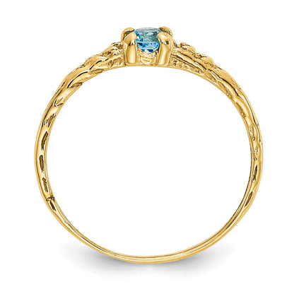 10K Yellow Gold Madi K 3mm Blue Topaz Birthstone Baby Ring