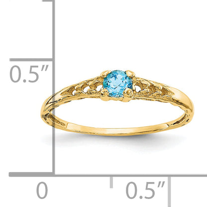 10K Yellow Gold Madi K 3mm Blue Topaz Birthstone Baby Ring