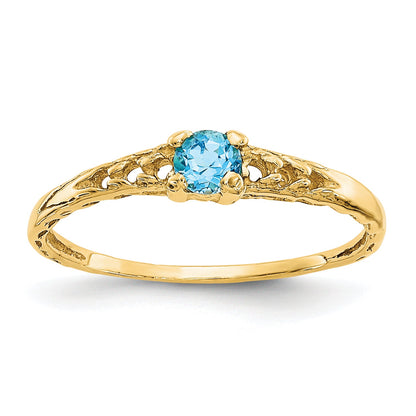 10K Yellow Gold Madi K 3mm Blue Topaz Birthstone Baby Ring
